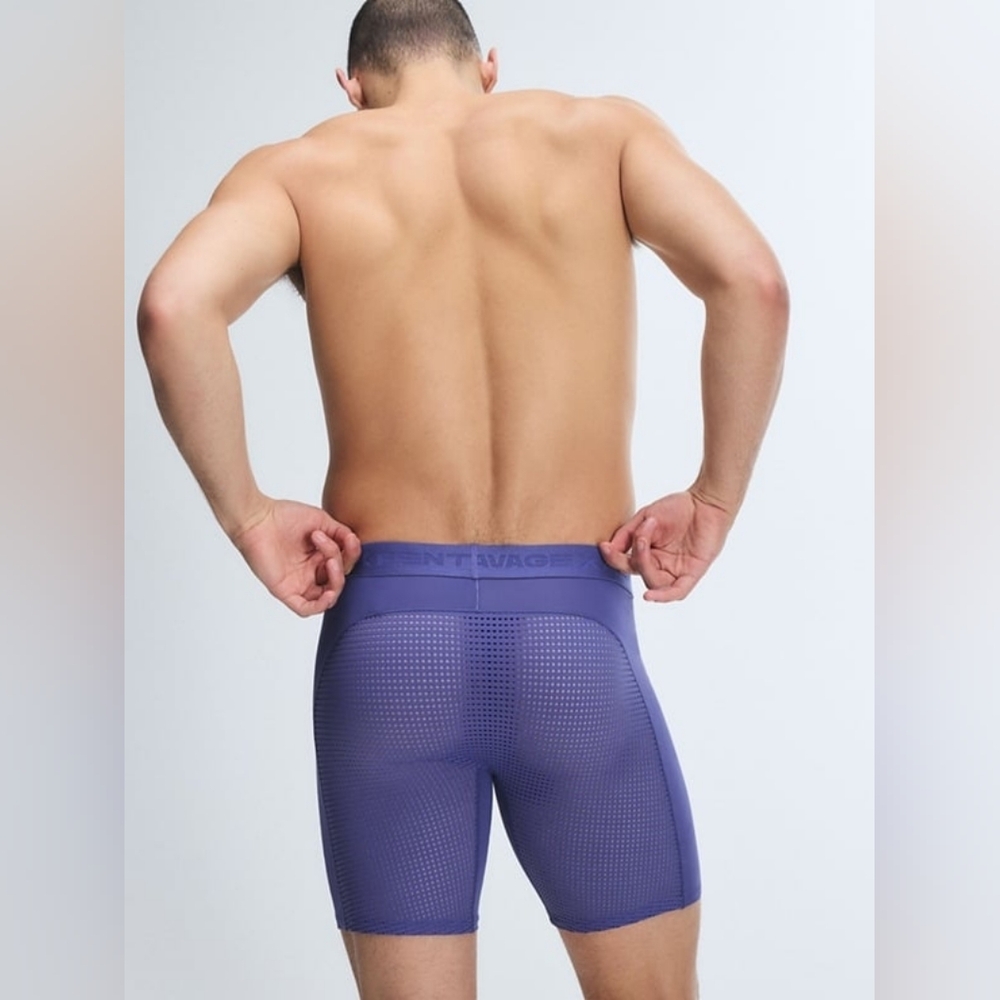 Savage X Fenty Men's Mesh Boxer Briefs in Cosmic Blue - Picture 4 of 5